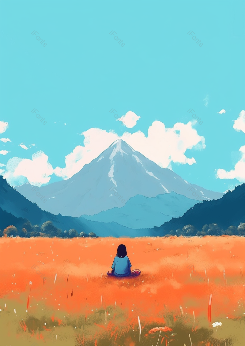 看向远山的女孩唯美插画背景,插画/手绘图,插画/手绘图库,插画/手绘图下载,插画/手绘